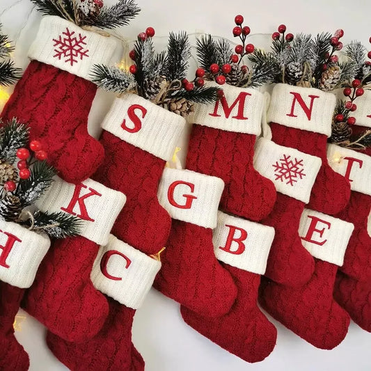 Knitted Snowflake Christmas Socks